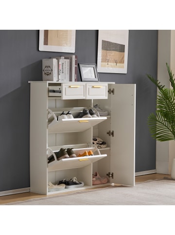 ABRIHOME Schuhschrank mit Klappschuhschrank und Türen in weiß