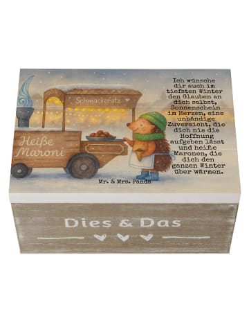 Mr. & Mrs. Panda holzschatulle Igel Maronen Design mit Spruch in Weiß