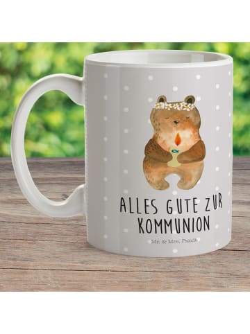 Mr. & Mrs. Panda Becher Bär Kommunion mit Spruch in Grau Pastell