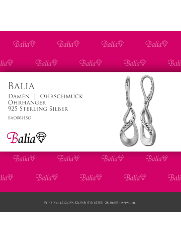 BALIA Silber 925 Damen Ohrhänger Unendlichkeit Ohrring ca. 4cm