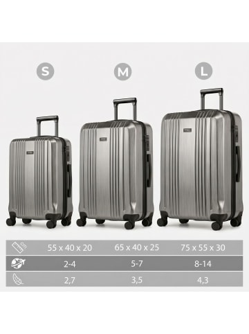 FERGÉ Koffer-Set Hartschale 3 teilig Koffer Set CANNES TSA-Schloß Graphit in schwarz