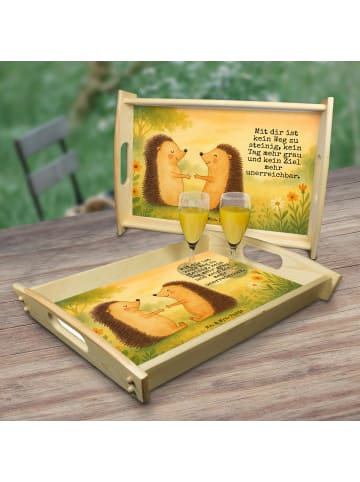 Mr. & Mrs. Panda holz serviertablett Igel Liebe Design mit Spruch in Weiß