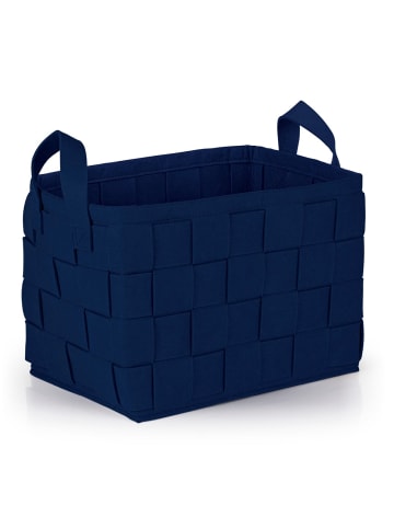 N8WERK Aufbewahrungskorb Filz 35x25x25cm dunkelblau mit Henkel Blau