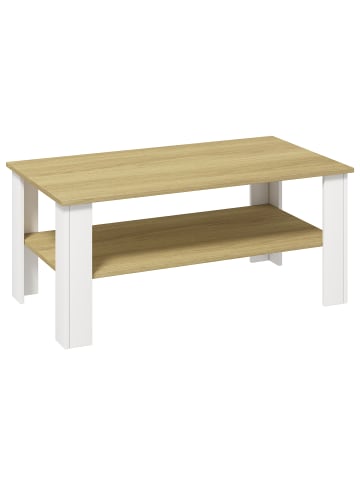 VCM Sofatisch Couchtisch Beistelltisch Disalo 100x55 in Weiß / Honig-Eiche
