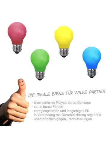 SATISFIRE Garten Party Lichterkette Illu 50 bunte LED Tropfenlampen 50m in schwarz