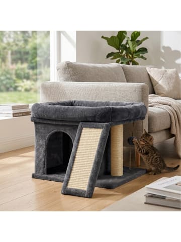 relaxdays Kratzbaum in Dunkelgrau - (B)54 x (H)38,5 x (T)45 cm