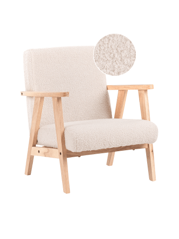 Beliani Kindersessel LINDE in Beige/Heller Holzfarbton - (W) 46 x (H) 58 x (L) 55 cm