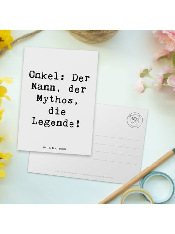Mr. & Mrs. Panda Postkarte Onkel Legende mit Spruch in Weiß