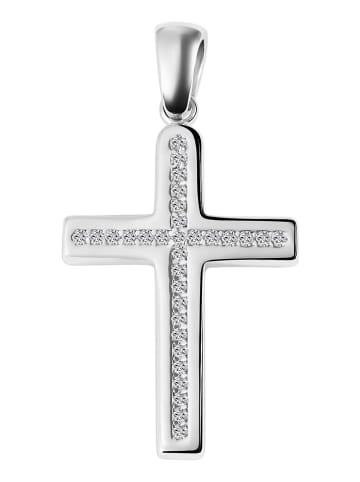 Adeliás Damen Anhänger – Kreuz Kreuzanhänger aus 925 Silber mit Zirkonia in silber