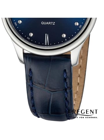 Regent Armbanduhr Regent Lederarmband blau extra groß (ca. 33mm)