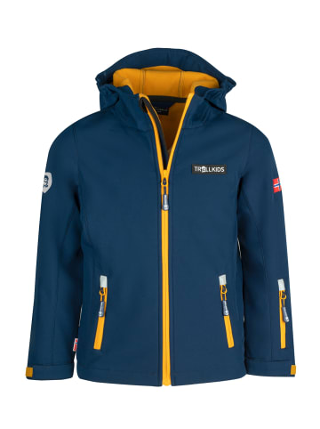 Trollkids Softshell Jacke "Oslofjord" in Mystikblau/Goldgelb