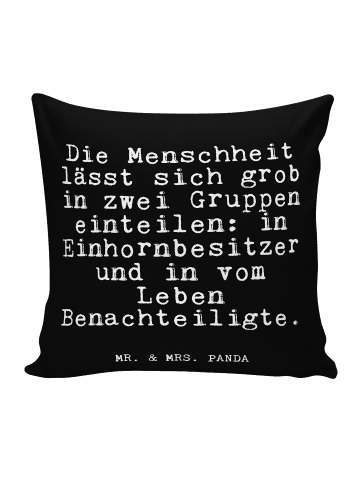 Mr. & Mrs. Panda Kopfkissen Die Menschheit lässt sich... mit Spruch in Schwarz