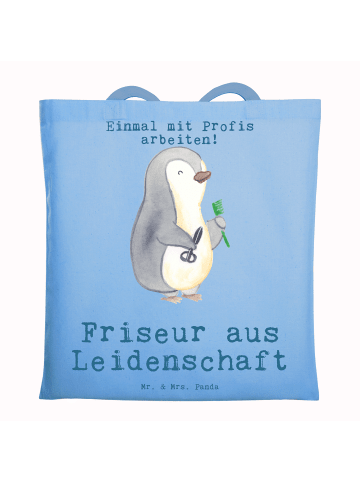 Mr. & Mrs. Panda Tragetasche Friseur Leidenschaft mit Spruch in Sky Blue