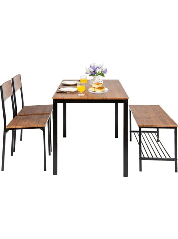COSTWAY Esstisch Set 4-teilig in Hellbraun