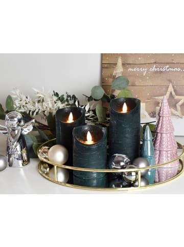 Coen Bakker 3er LED Echtwachskerze Kerze Timer in Antik Grün