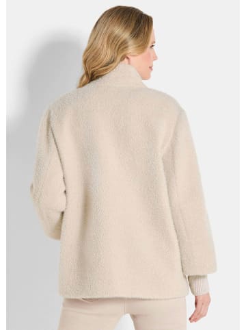 GOLDNER Flauschiger Kurzmantel mit Stehkragen in beige