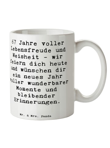 Mr. & Mrs. Panda Tasse Spruch 67. Geburtstag mit Spruch in Weiß