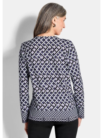 GOLDNER Kurzgröße:  Blusenshirt Grafisches Jersey-Shirt mit Rundhals in lila / gemustert