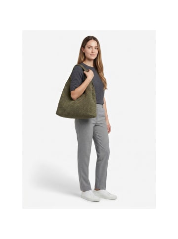 Les Visionnaires Paz Weave Schultertasche Leder 44 cm sea kelp