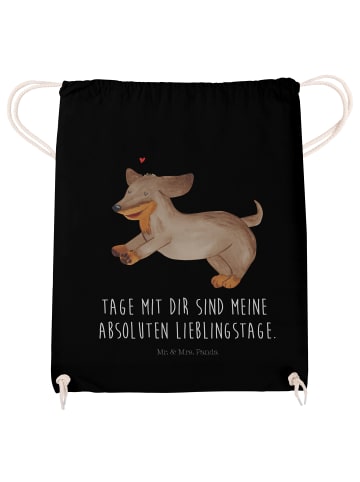 Mr. & Mrs. Panda Jutebeutel Hund Dackel mit Spruch in Schwarz