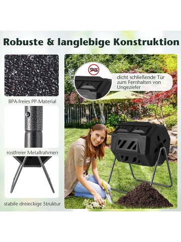 COSTWAY 160L Trommel-Komposter in Schwarz