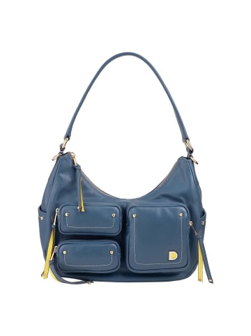 DuDu Pocket Schultertasche Leder 30 cm in denim blue