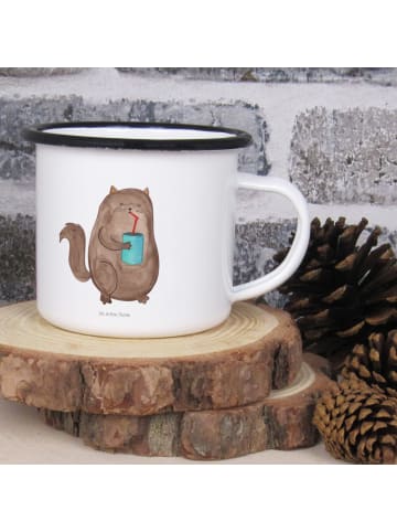 Mr. & Mrs. Panda Emaille Tasse Katze Dose ohne Spruch in Weiß