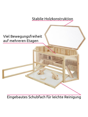 tectake Hamsterkäfig Benni 115 x 60 x 58 cm, braun