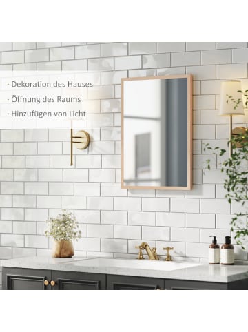 HOMCOM Wandspiegel-50L x 2B x 70H cm-Naturholz
