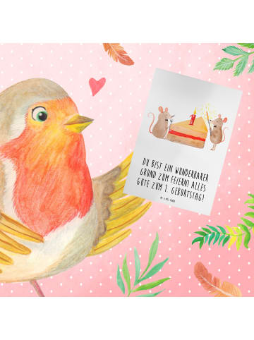 Mr. & Mrs. Panda Glückwunschkarte 1. Geburtstag Feiern mit Spruch in Weiß