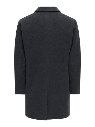 ONLY & SONS Wollmantel in Dark Grey Melange
