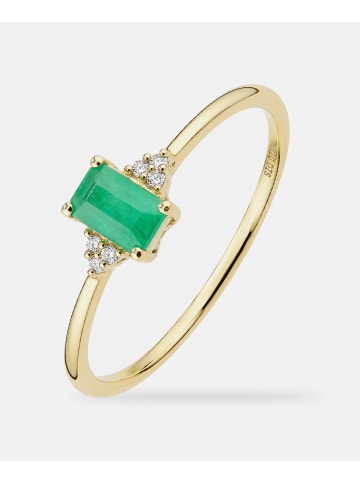 Diamant L'éternel Ring, mit Smaragd, 375 Gelbgold