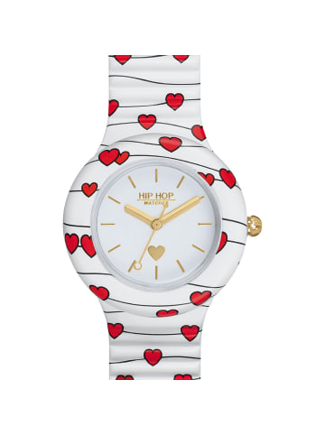 Hip Hop Analoguhr sweet heart weiss