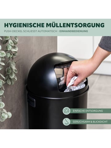 eluno Pushmülleimer 35 Liter aus Stahlblech, Retro Abfalleimer mit abnehmbarem Deckel