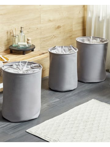 Beliani 3er-Set Wäschekörbe ARCHA in Grau