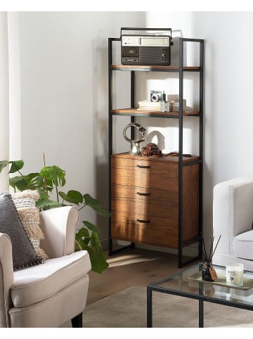 Beliani Bücherregal TIFTON in Braun/Schwarz - (W) 61 x (H) 158 x (L) 32 cm