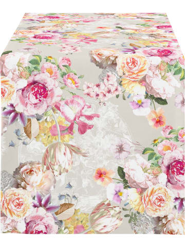 APELT Baumwollmischung Tischläufer Season in grau-rosa