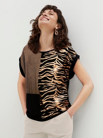WITT WEIDEN Viskose-Shirt in schwarz-kupferfarben-bedruckt