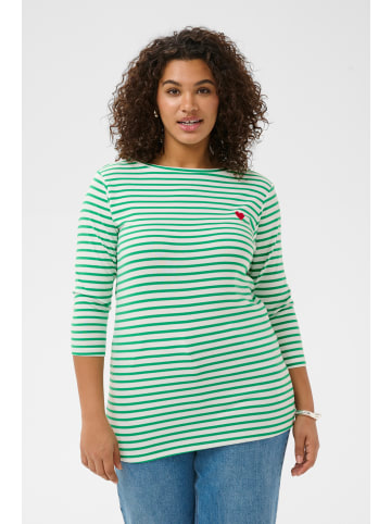 KAFFE curve Langarm-Shirt KClia Regular fit in Chalk/Bright Green - Red Heart