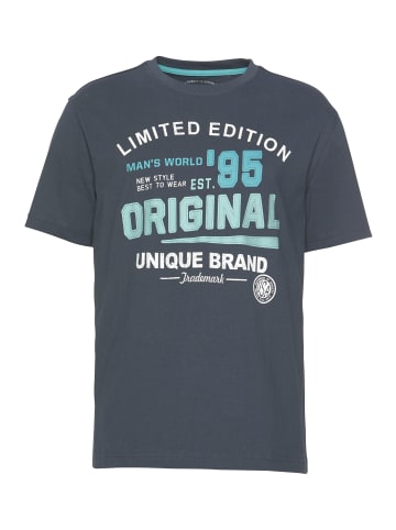 Man's World T-Shirt in blaugrau/sch