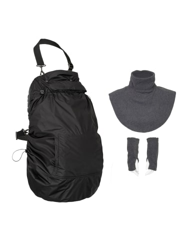 Hoppediz Tragecover Fleece-Cover 3-in-1 mit Regenschutz, Schalkragen & Stulpen in anthrazit