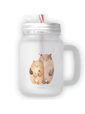 Mr. & Mrs. Panda Trinkglas Mason Jar Bären Liebe ohne Spruch in Transparent