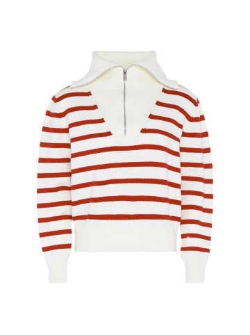 DreiMaster Maritim Pullover Mit Streifen in WOLLWEISS ROT