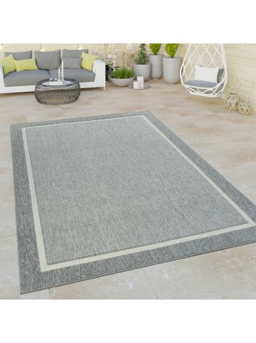 KADIMA DESIGN Outdoor Teppich Unifarben Bordüre Balkon, Terrasse schmutzabweisend in Grau