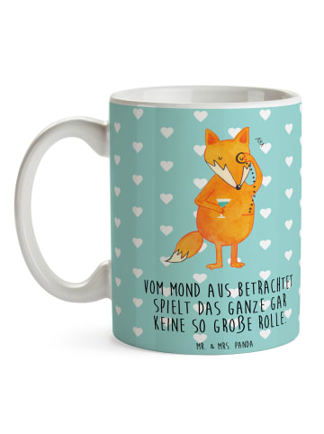 Mr. & Mrs. Panda Kaffeebecher Fuchs Lord mit Spruch in Türkis Pastell