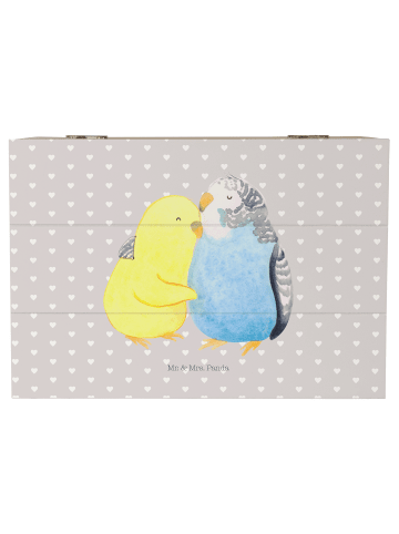 Mr. & Mrs. Panda Geschenkdose Wellensittich Liebe ohne Spruch in Grau Pastell