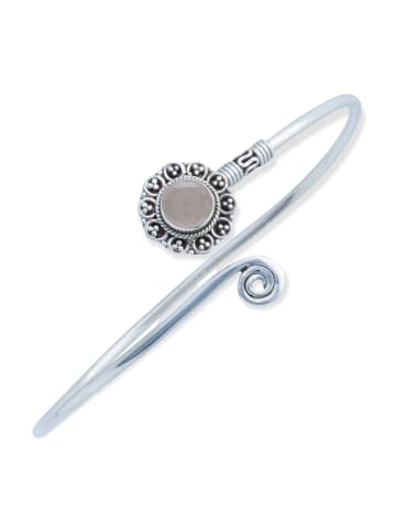 mantraroma 925er Silber - Armreifen (L) 21 cm mit Rosenquarz