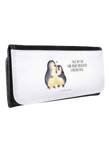 Mr. & Mrs. Panda Frauen Brieftasche Pinguin umarmen mit Spruch in Weiß