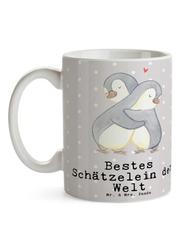 Mr. & Mrs. Panda Kaffeetasse Pinguin Bestes Schätzelein der Welt... in Grau Pastell