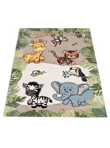 KADIMA DESIGN Kinderteppich Dschungel Kindermotiv Kinderzimmer in Beige